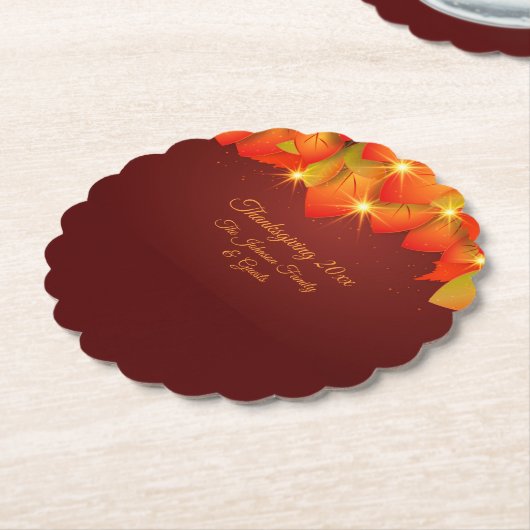 Overeenkomend Thanksgiving Oranje Leaf Name Year P Kartonnen Onderzetters (Gekanteld)