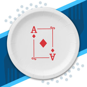 Overeenkomende Ace Diamonds Suit Plays Cards Moder Papieren Bordje