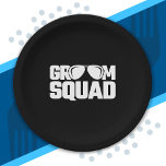 Overeenkomende Bruidsjonker Groep Bruidsjonkers Ba Papieren Bordje<br><div class="desc">Dit geweldige "Groom Squad"-ontwerp is perfect voor je trouwfeestgroep bruidsjonkers om te dragen op een vrijgezellenfeest of verlovingsfeest om je laatste avond uit met de jongens te vieren voordat je gaat trouwen! Het ontwerp bevat een "Groom Squad" vrijgezellenfeest-thema met een grafische afbeelding van een zonnebril. Perfect voor trouwfoto's of om...</div>
