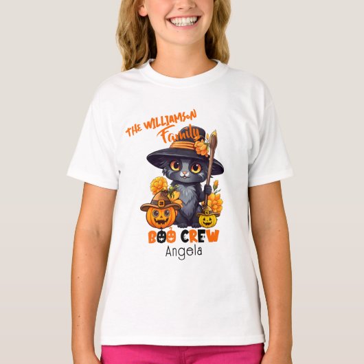 Overeenkomende familienaam Halloween Cat Pumpkin T-shirt (Voorkant)