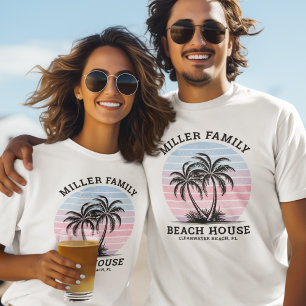 Overeenkomende familienaam Palm Tree Sunset Beach  T-shirt
