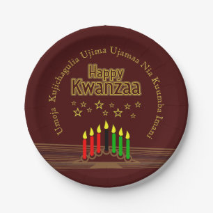 Overeenkomende Gelukkig Kwanzaa Zeven Principes 7" Papieren Bordje