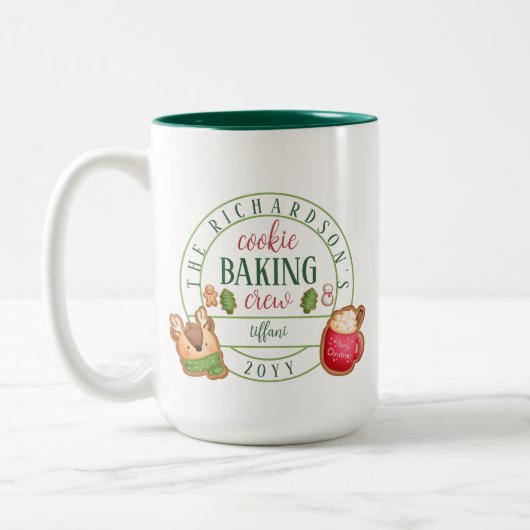 Overeenkomende kerstbakkersbemanning tweekleurige koffiemok (Links)