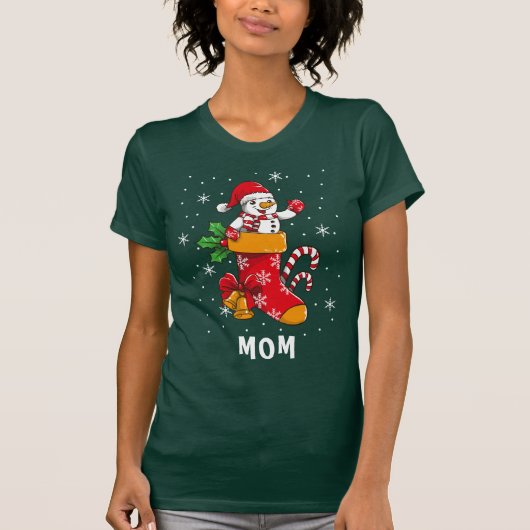Overeenkomende kerstfeestdag aangepaste naam mam t-shirt (Voorkant)