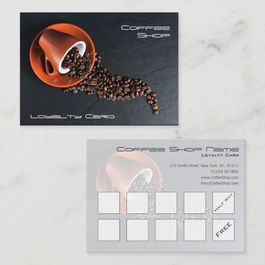 Overeenkomende koffiewinkel Loyalty Stamp Card (Voorkant / Achterkant)