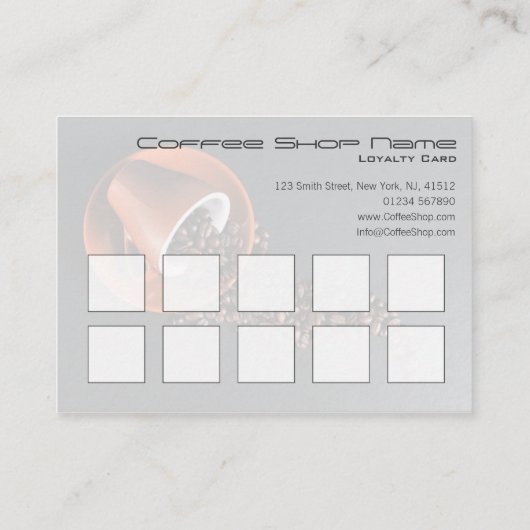 Overeenkomende koffiewinkel Loyalty Stamp Card (Achterkant)