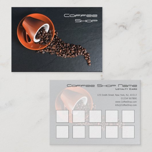 Overeenkomende koffiewinkel Loyalty Stamp Card (Voorkant / Achterkant)