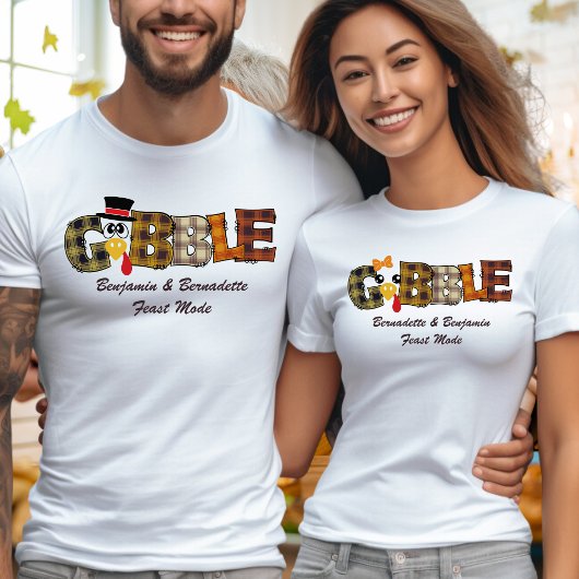 Overeenkomende naam Thanksgiving Paar Turkije Gobb T-shirt