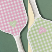 Overeenkomende roze & groene paren Monogram Initia Pickleball Paddle