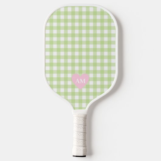 Overeenkomende roze & groene paren Monogram Initia Pickleball Paddle (Achterkant)