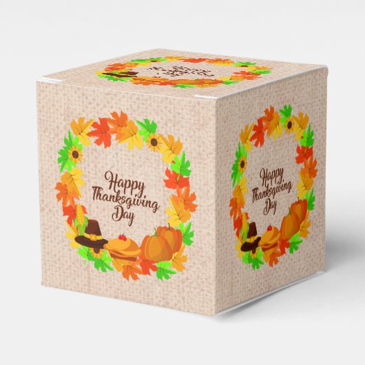 Overeenkomende set Thanksgiving Groen Gold Wreated Bedankdoosjes (Voorkant Zijde)