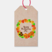Overeenkomende set Thanksgiving Groen Gold Wreated Cadeaulabel (Voorkant)