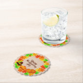 Overeenkomende set Thanksgiving Groen Gold Wreated Kartonnen Onderzetters (Insitu)