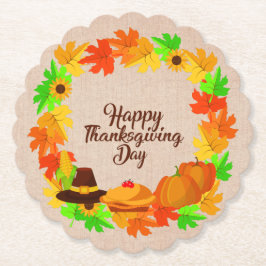 Overeenkomende set Thanksgiving Groen Gold Wreated Kartonnen Onderzetters