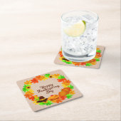 Overeenkomende set Thanksgiving Groen Gold Wreated Kartonnen Onderzetters (Insitu)