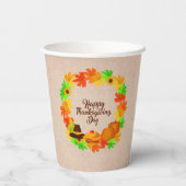 Overeenkomende set Thanksgiving Groen Gold Wreated Papieren Bekers (Achterkant)
