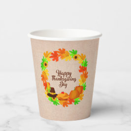 Overeenkomende set Thanksgiving Groen Gold Wreated Papieren Bekers