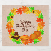 Overeenkomende set Thanksgiving Groen Gold Wreated Sparkling Wijnetiket (Enkel label)