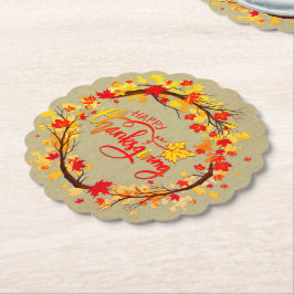 Overeenkomende Thanksgiving Autumn Leaf Tones Scal Kartonnen Onderzetters