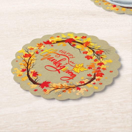 Overeenkomende Thanksgiving Autumn Leaf Tones Scal Kartonnen Onderzetters (Gekanteld)