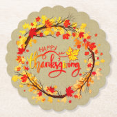 Overeenkomende Thanksgiving Autumn Leaf Tones Scal Kartonnen Onderzetters (Voorkant)