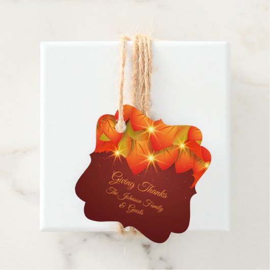 Overeenkomende Thanksgiving Oranje Leaf Name Year  Bedankjes Labels (In situ)