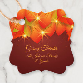 Overeenkomende Thanksgiving Oranje Leaf Name Year  Bedankjes Labels