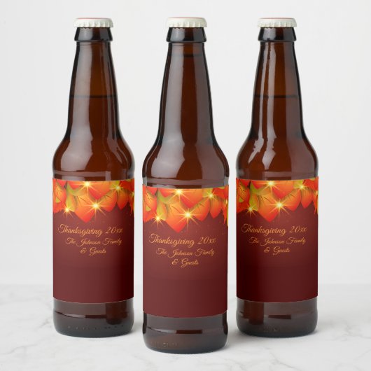 Overeenkomende Thanksgiving Oranje Leaf Name Year Bier Etiket (Flessen)