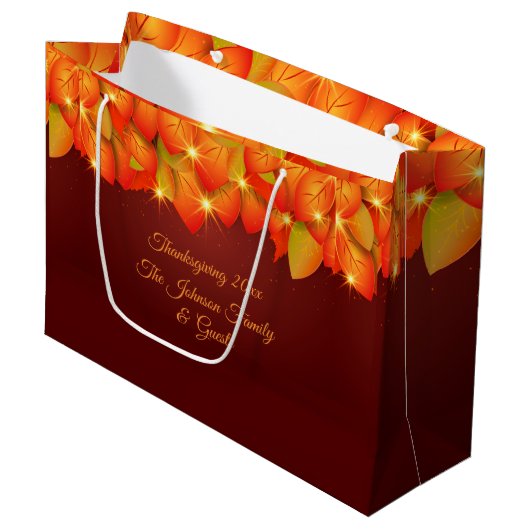 Overeenkomende Thanksgiving Oranje Leaf Name Year  Groot Cadeauzakje (Voorkant Gekanteld)