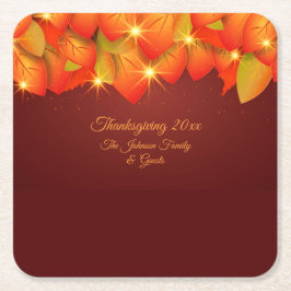 Overeenkomende Thanksgiving Oranje Leaf Name Year  Kartonnen Onderzetters