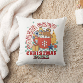 Overeenkomstige retro neef en nicht crew Kerstmis  Kussen