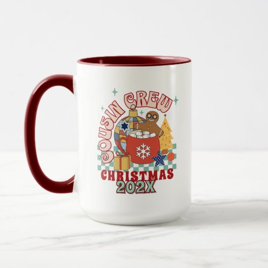 Overeenkomstige retro neef en nicht crew Kerstmis Mok (Links)