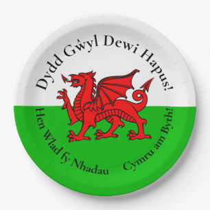 Overeenkomstige Welshe Draak St David's Day 9" Papieren Bordje