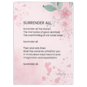 Overgave Alles - Motivatie empowerment gedicht Klembord (Achterkant)