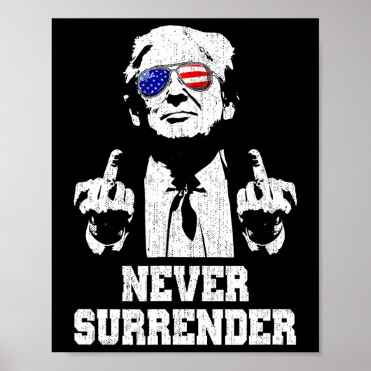 Overgave President Donald Trump Middelvinger Poster (Voorkant)