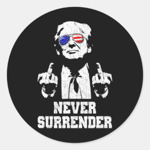 Overgave President Donald Trump Middelvinger Ronde Sticker