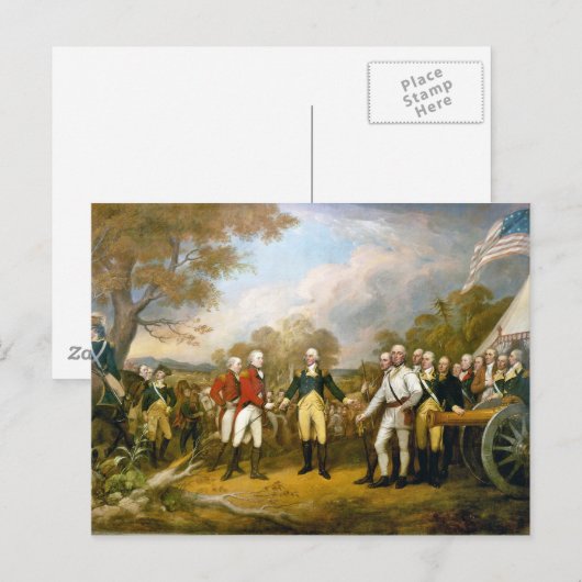 Overgave van generaal Burgoyne door John Trumbull Briefkaart (Voorkant / Achterkant)