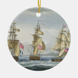 Overgave van het fort Tamatave, gegraveerd door T. Keramisch Ornament