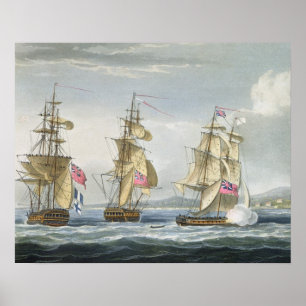 Overgave van het fort Tamatave, gegraveerd door T. Poster