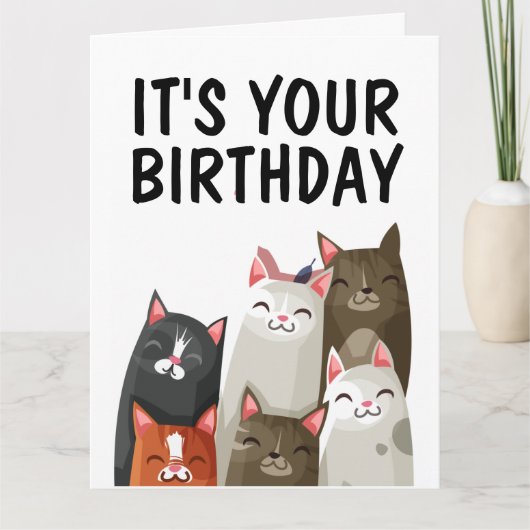 OVERGEDRAGEN KAART VAN CUTE CAT LOVER BIRTHDAY (Voorkant)