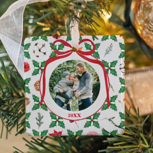 Overgeërfde Hulst Persoonlijke Prettig Kerstmis Fo Keramisch Ornament