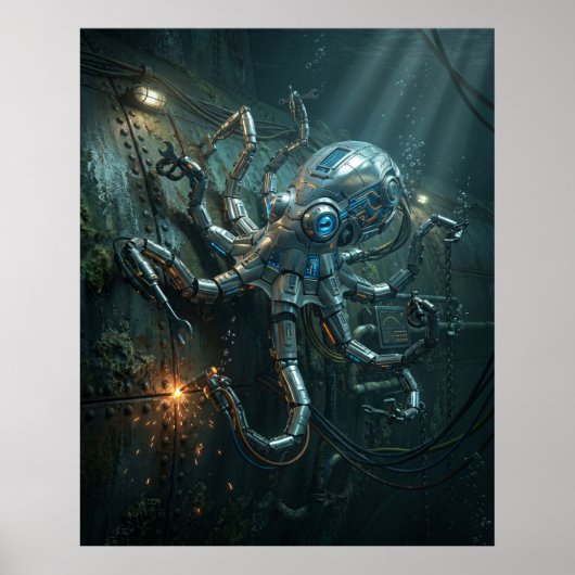 Overgeklokte Octopus Poster (Voorkant)