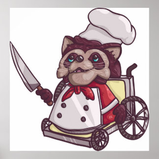 Overgekookte rolstoel Raccoon Chef Poster