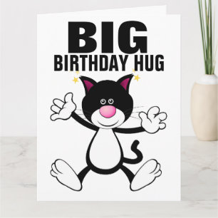 OVERGEPAST 8X11 BIG CAT HUG BIRTHDAY-KAARTEN KAART