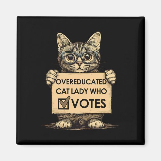 Overgeschoolde Cat Lady die stemt Magneet (Voorkant)