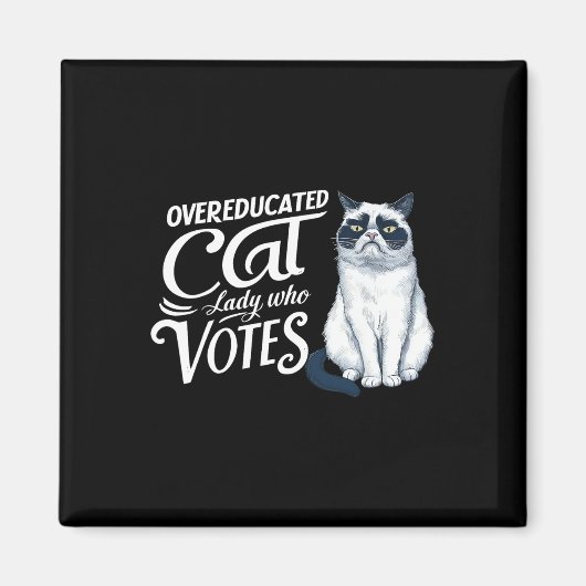 Overgeschoolde Cat Lady die stemt Magneet (Voorkant)