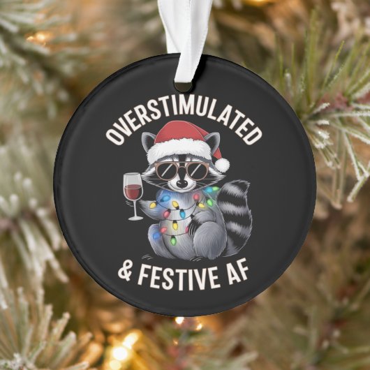 Overgestimuleerde en feestelijke AF Raccoon Espres Ornament (Boom)