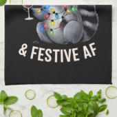 Overgestimuleerde en feestelijke AF Raccoon Espres Theedoek (Gevouwen)