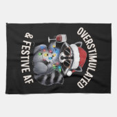 Overgestimuleerde en feestelijke AF Raccoon Espres Theedoek (Horizontaal)