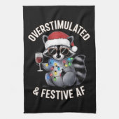 Overgestimuleerde en feestelijke AF Raccoon Espres Theedoek (Verticaal)